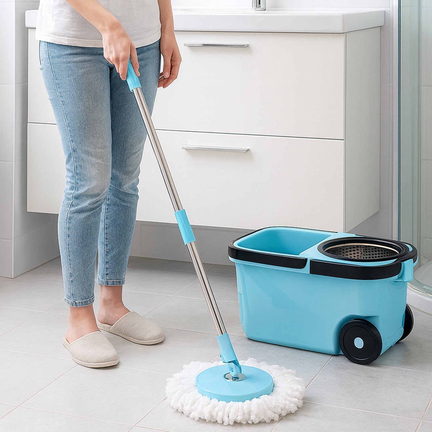 360° Spin Mop with Super Absorbent Microfiber Heads (1 Set) 360° Spin Mop with Super Absorbent Microfiber Heads (1 Set)